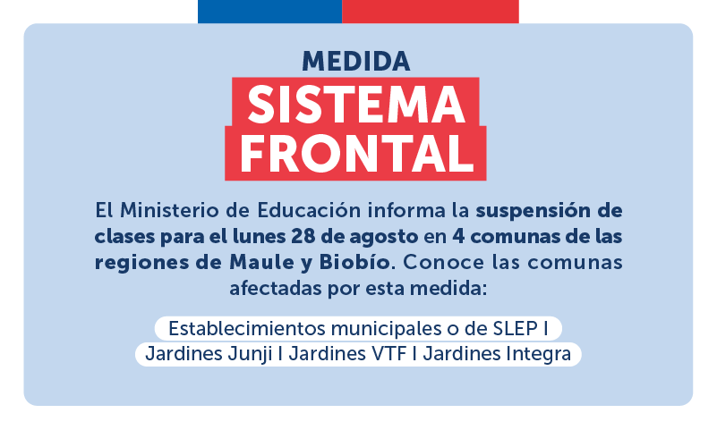 Suspensión de clases lunes 28 de agosto